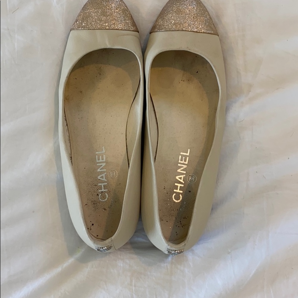 Chanel cap toe ballerina flats AUTHENTIC 40 - Picture 2 of 4